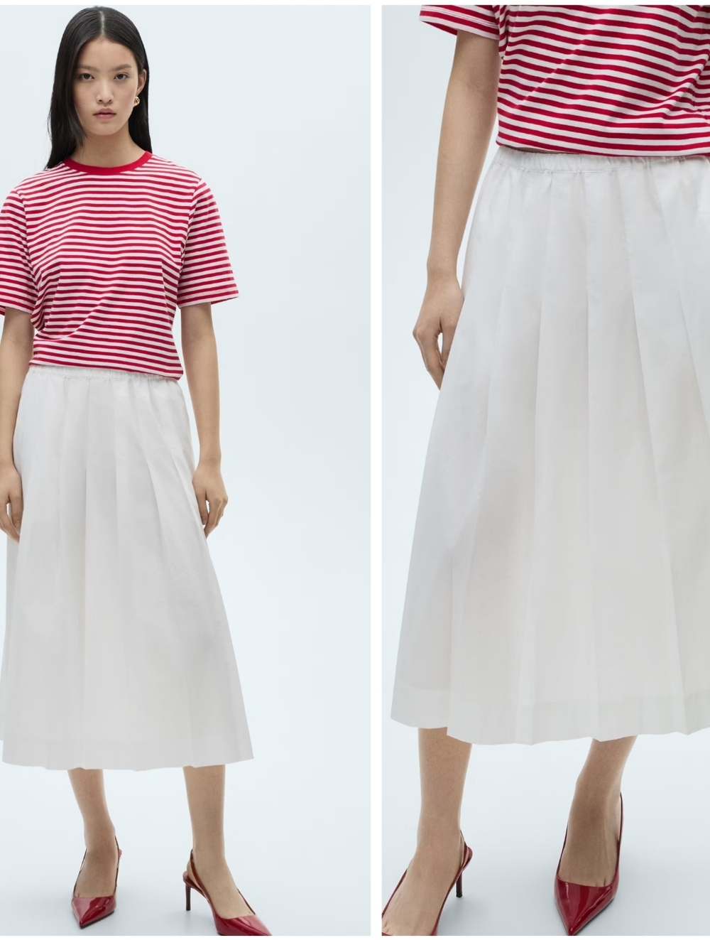 MANGO Cotton Pleated Skirt